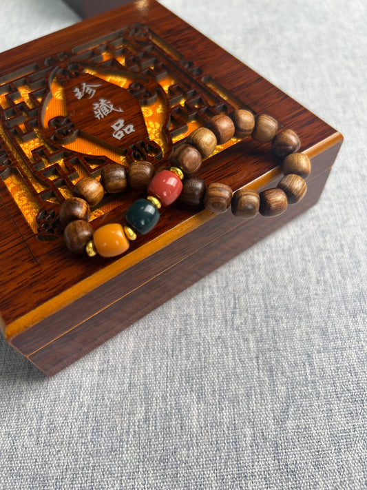 XD2212 Bracelet  Yellow Pear Wood Bracelet 0.9Without Gift Box