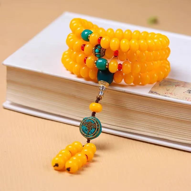 Z21  Bracelet Yellow Beads Bracelet 11mm Abacus Beads Wealth and Treasure Edition 108 Beads