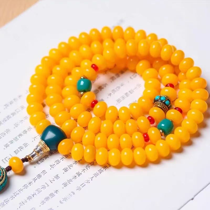 Z21  Bracelet Yellow Beads Bracelet 11mm Abacus Beads Wealth and Treasure Edition 108 Beads