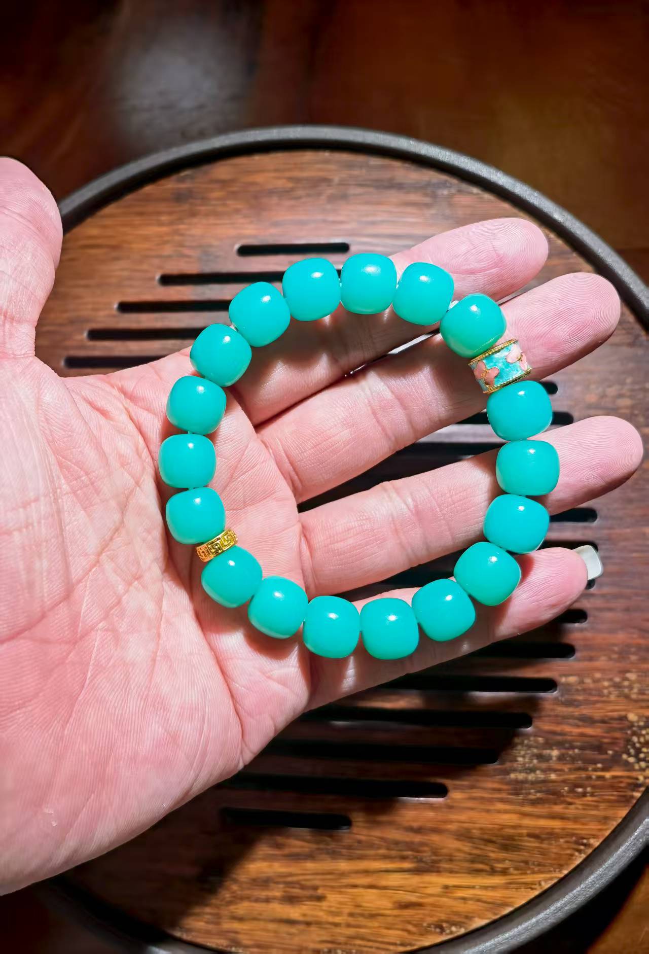 JG0078 Bracelet Lake water blue bodhi beads