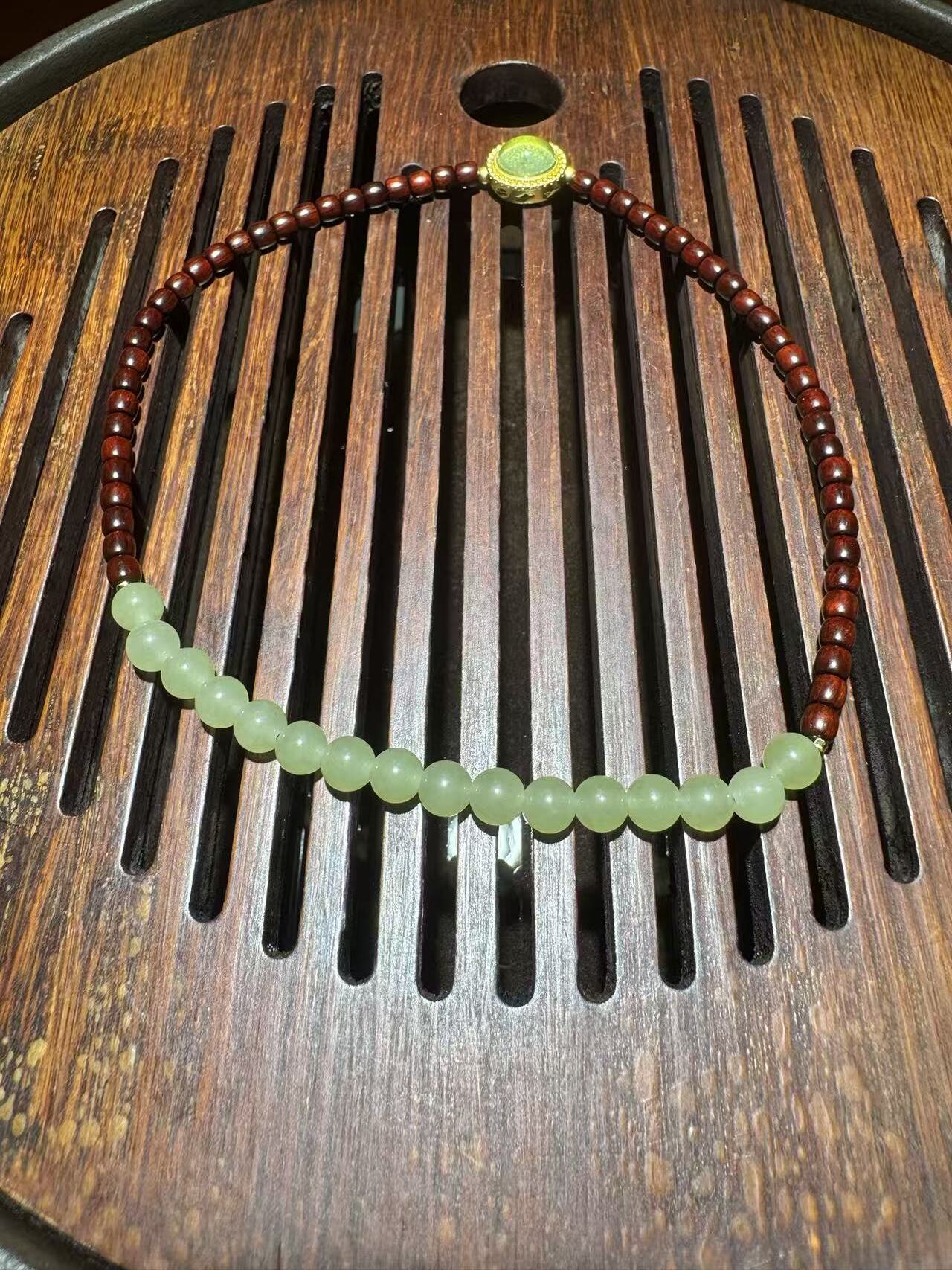 xd2659;Bracelet small leaf purple sandalwood fine culture play beads;